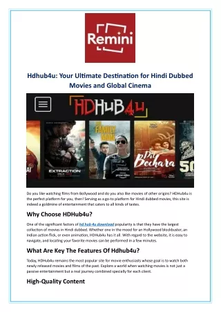 Hdhub4u: Your Ultimate Destination for Hindi Dubbed Movies and Global Cinema