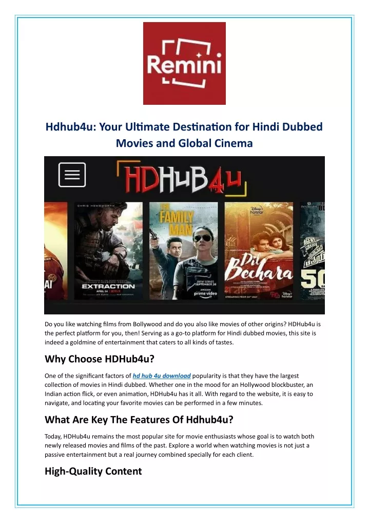 PPT Hdhub4u Your Ultimate Destination for Hindi Dubbed Movies and