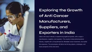 Exploring the Growth of Anti Cancer Manufacturers, Suppliers, and Exporters in India