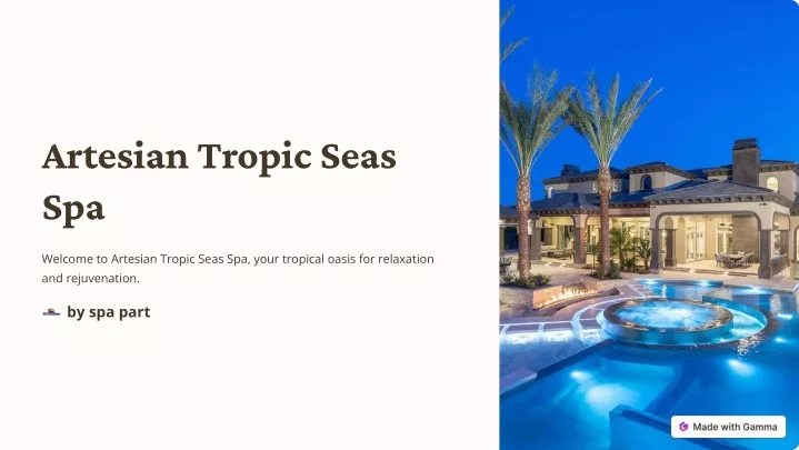 artesian tropic seas spa