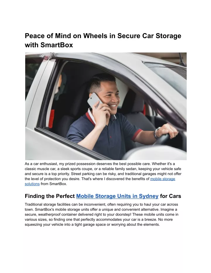 peace of mind on wheels in secure car storage