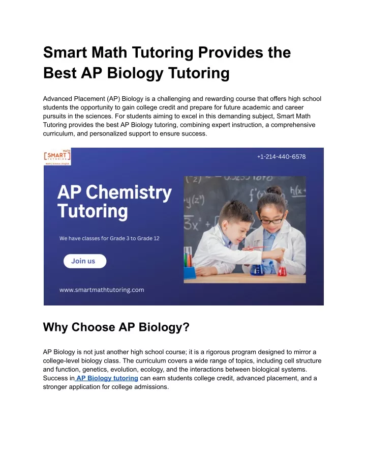 smart math tutoring provides the best ap biology