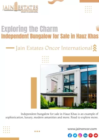 Exploring the Charm: Independent Bungalow for Sale in Hauz Khas