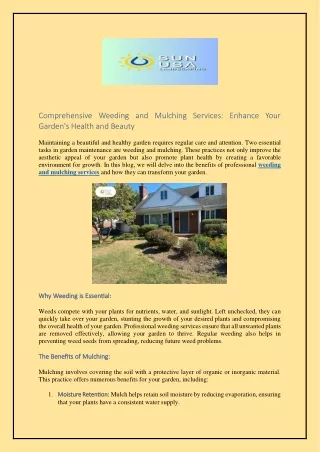 Comprehensive Weeding and Mulching Services: Enhance Your Garden's Health and Be