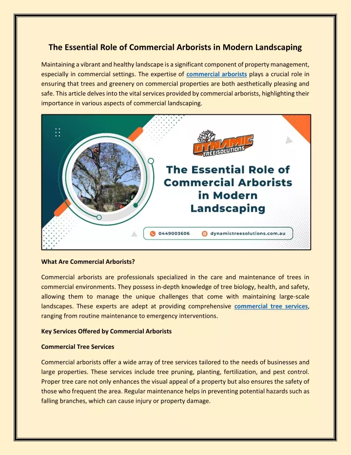 the essential role of commercial arborists