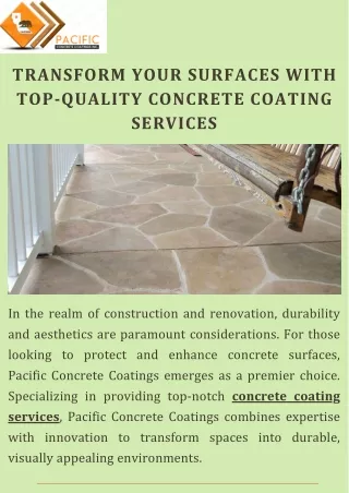 Transform Your Surfaces with Top-Quality Concrete Coating Services