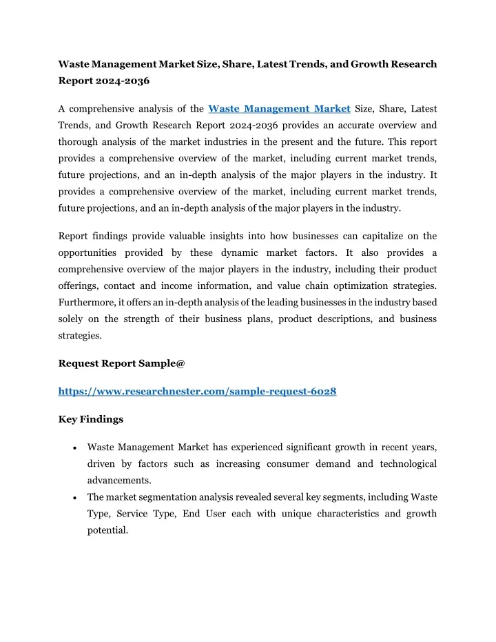 waste management market size share latest trends