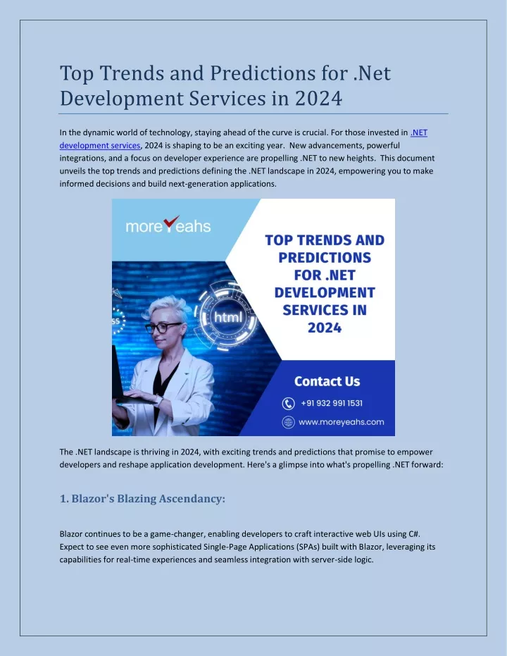 top trends and predictions for net development