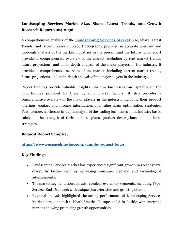 landscaping services market size share latest