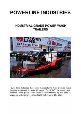 Efficient Cleaning Solutions: Power Wash Trailers and Enclosed Pressure Washer