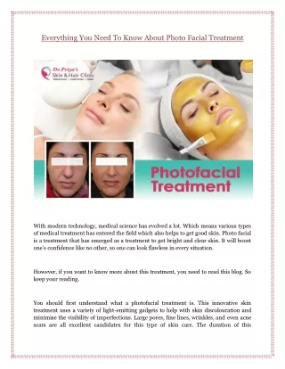 Everything You Need To Know About Photo Facial Treatment