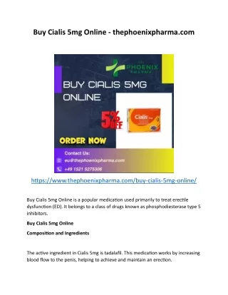 Buy Cialis 5mg Online - thephoenixpharma.com