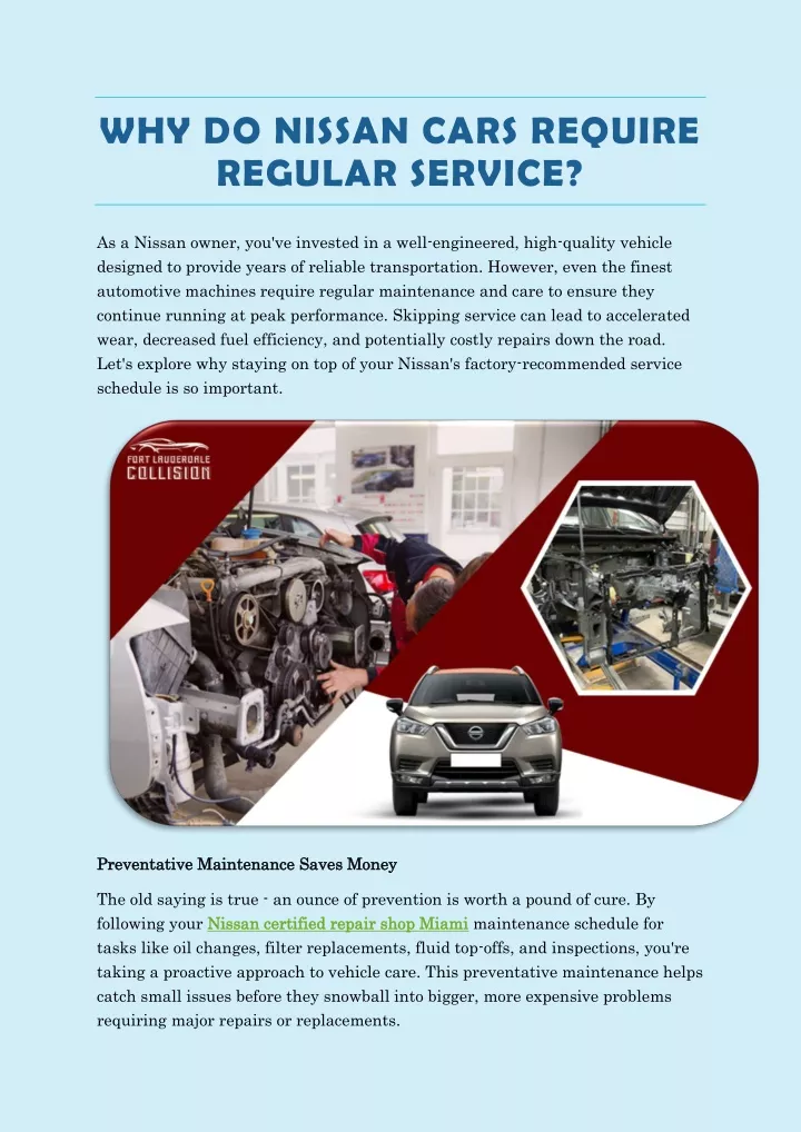 why do nissan cars require regular service