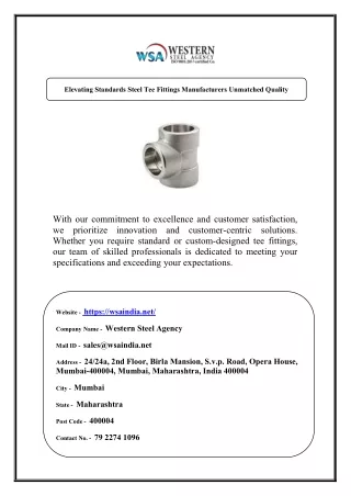 Elevating Standards Steel Tee Fittings Manufacturers Unmatched Quality
