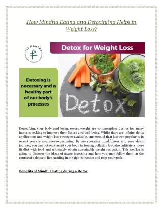 How Mindful Eating and Detoxifying Helps in Weight Loss