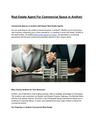 Real Estate Agent For Commercial Space in Andheri