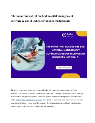 the important role of the best hospital