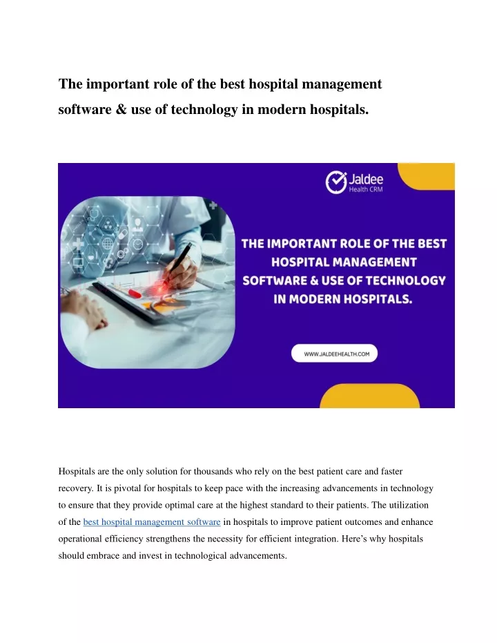 the important role of the best hospital