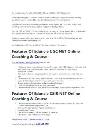 UGC NET, CSIR NET & IIT JAM Courses