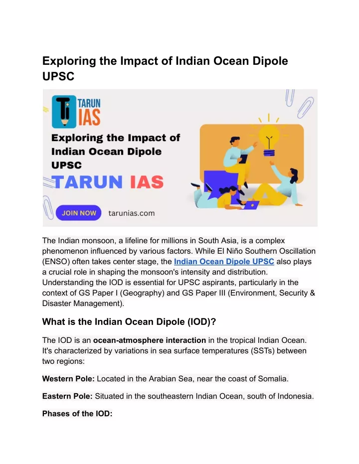 exploring the impact of indian ocean dipole upsc