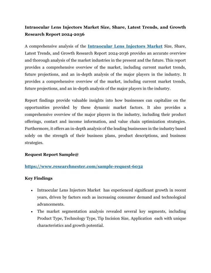 intraocular lens injectors market size share