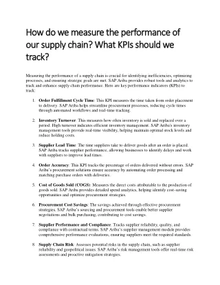 How do we measure the performance of our supply chain