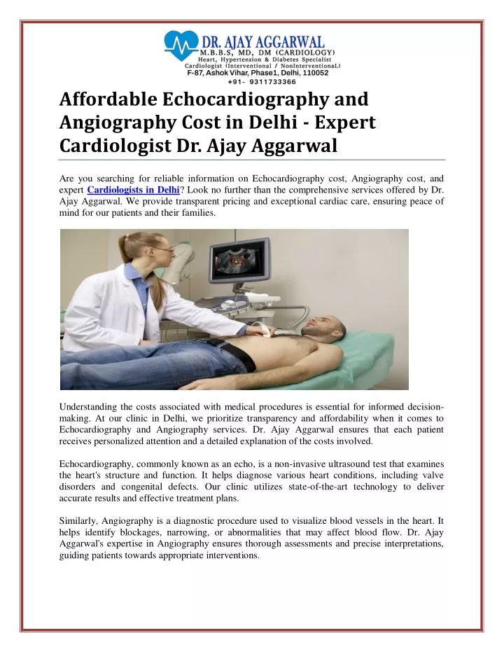 affordable echocardiography and angiography cost