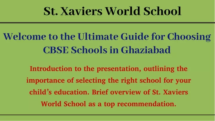 st xaviers world school