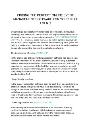 FINDING THE PERFECT ONLINE EVENT MANAGEMENT SOFTWARE FOR YOUR NEXT EVENT