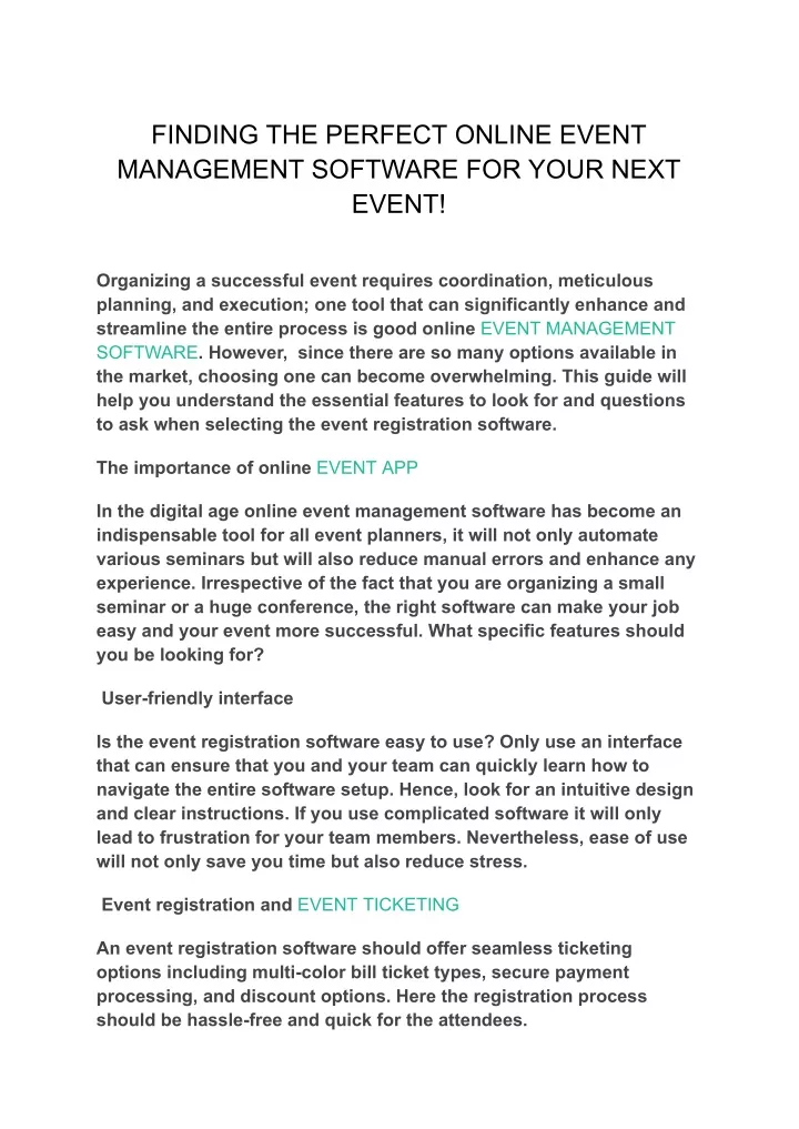 finding the perfect online event management