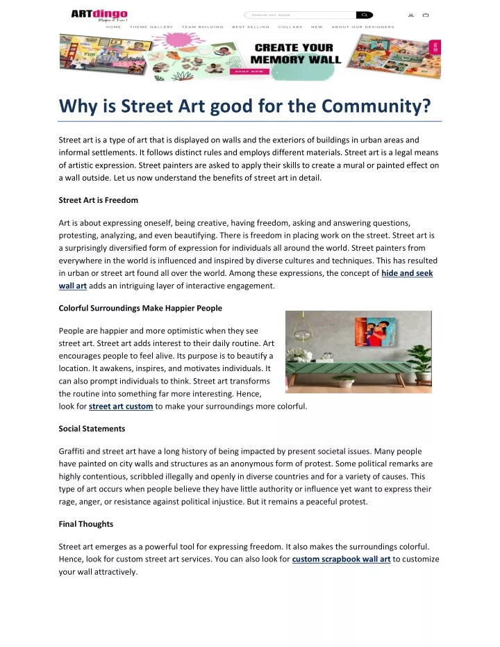 why is street art good for the community