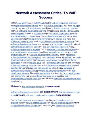 Network Assessment Critical To VoIP Success