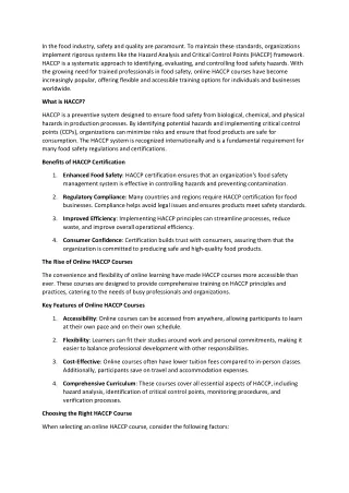 in the food industry safety and quality