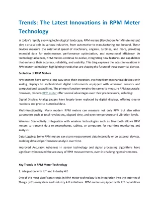 Trends The Latest Innovations in RPM Meter Technology