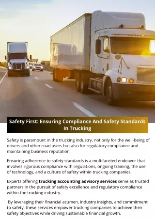 Safety First: Ensuring Compliance And Safety Standards In Trucking