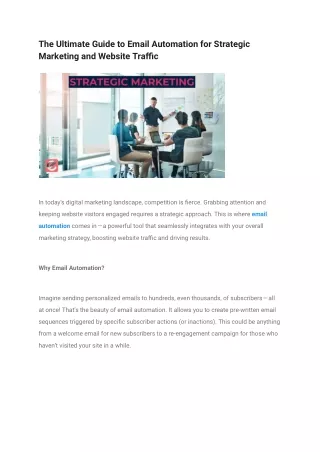 The Ultimate Guide to Email Automation for Strategic Marketing and Website Traffic
