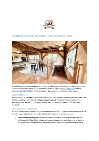 Expert Millwork Services in New Jersey by Boyemill Work