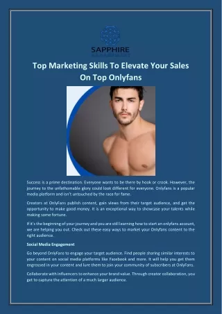 Top Marketing Skills To Elevate Your Sales On Top Onlyfans Male