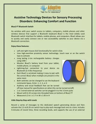 Assistive Technology Devices for Sensory Processing Disorders Enhancing Comfort and Function