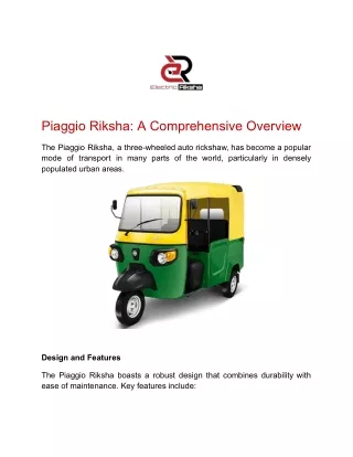 Piaggio Riksha_ A Comprehensive Overview