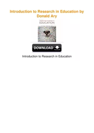 Introduction to Research in Education by Donald Ary