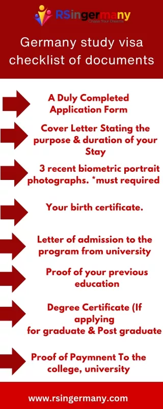 germany study visa checklist of documents