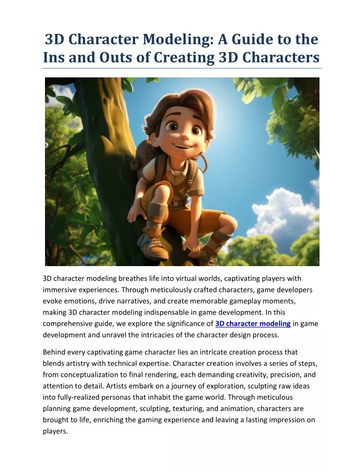 3d character modeling a guide to the ins and outs