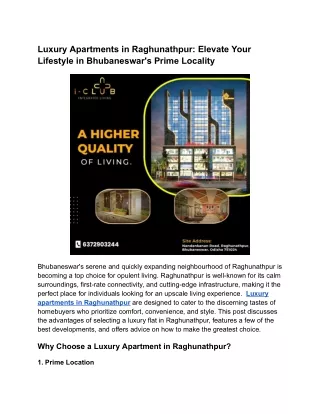 Luxury Apartments in Raghunathpur_ Elevate Your Lifestyle in Bhubaneswar's Prime Locality