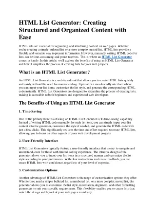 HTML List Generator