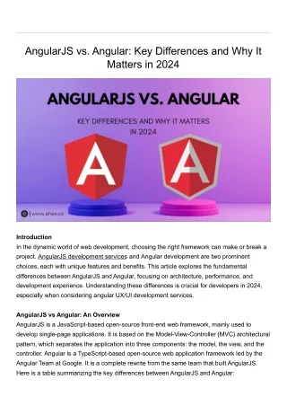 AngularJS vs. Angular: Key Differences and Why It Matters in 2024