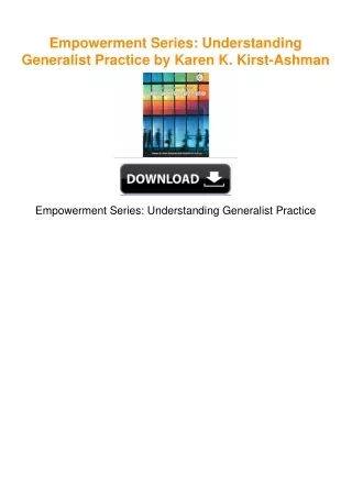 Empowerment Series: Understanding Generalist Practice by Karen K.