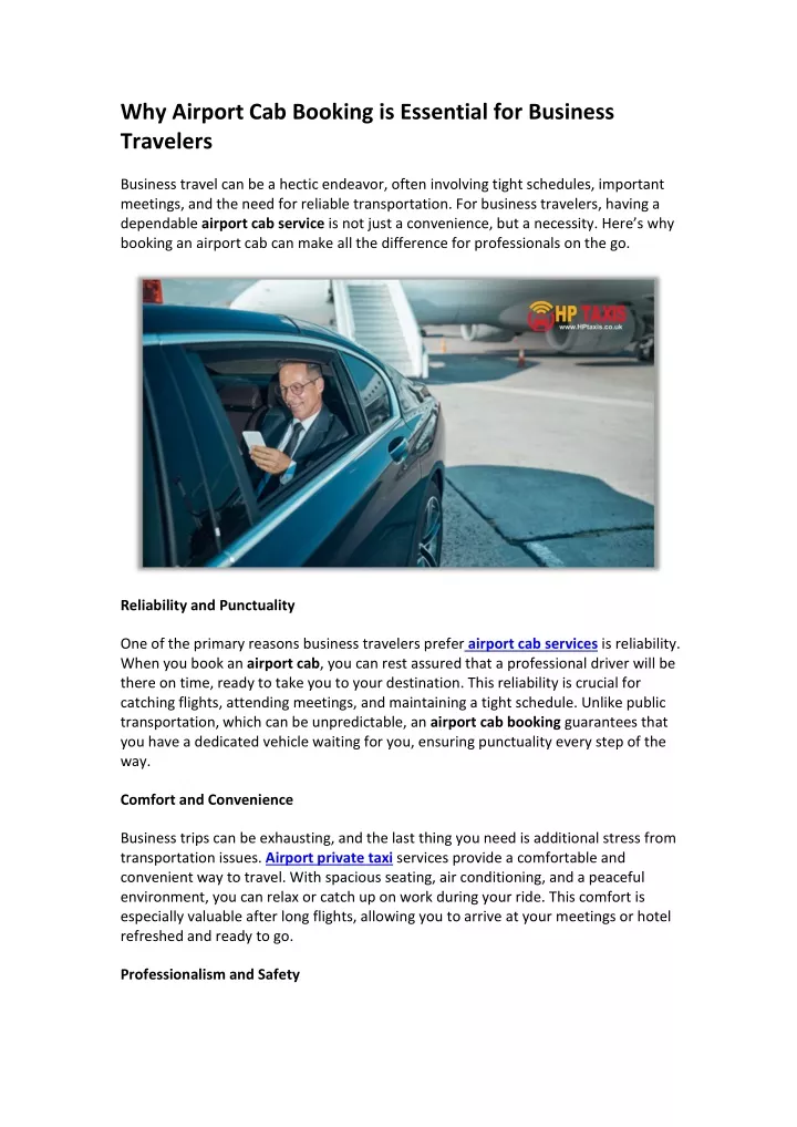 why airport cab booking is essential for business