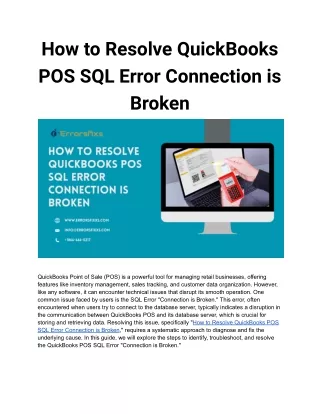 how to resolve quickbooks pos sql error