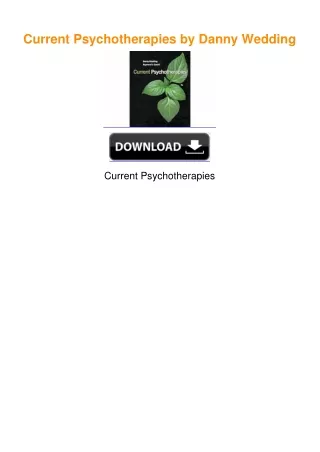 Current Psychotherapies by Danny Wedding